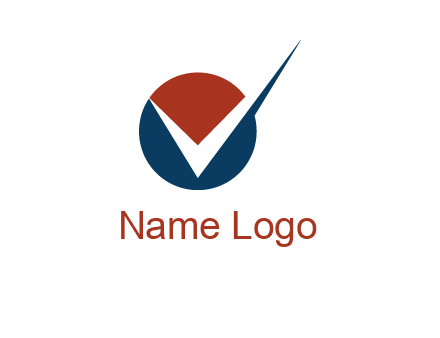 letter V logo in circle and tickmark 