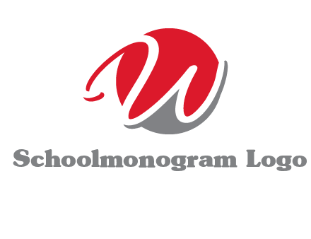 negative spacing script font letter W in circle