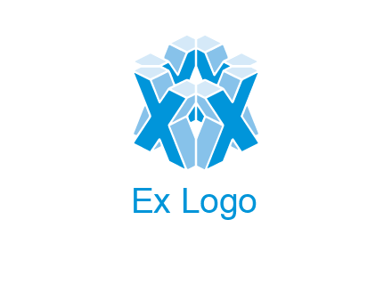 3D letter X around in square