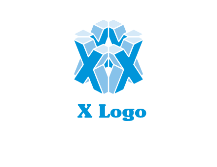 3D letter X around in square