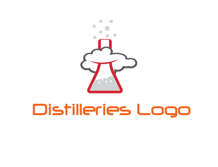 cloud around chemical flask research logo