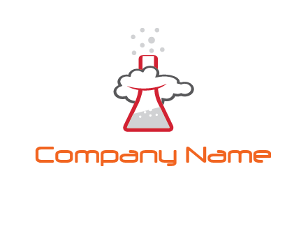 cloud around chemical flask research logo