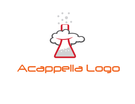 cloud around chemical flask research logo