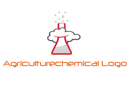 cloud around chemical flask research logo