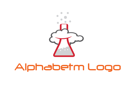 cloud around chemical flask research logo