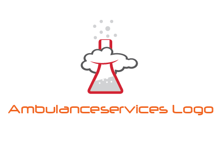 cloud around chemical flask research logo