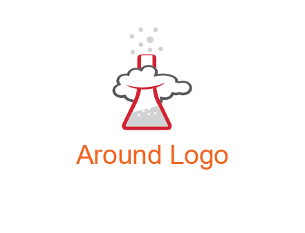 cloud around chemical flask research logo