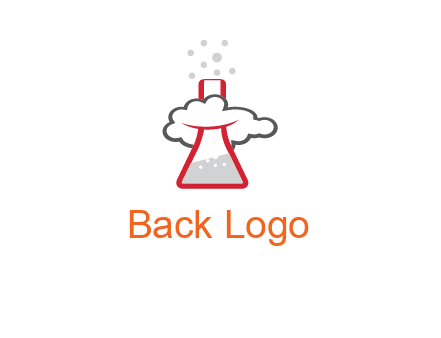 cloud around chemical flask research logo
