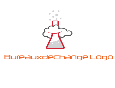 cloud around chemical flask research logo