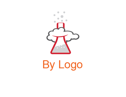 cloud around chemical flask research logo