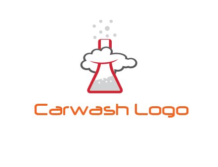 cloud around chemical flask research logo
