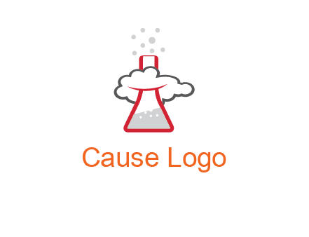 cloud around chemical flask research logo