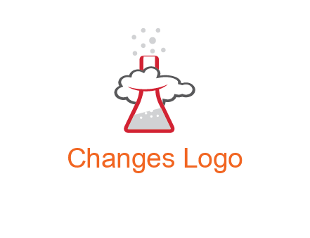 cloud around chemical flask research logo