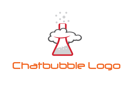 cloud around chemical flask research logo
