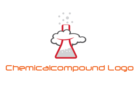 cloud around chemical flask research logo