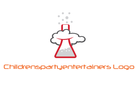 cloud around chemical flask research logo