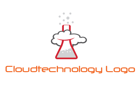 cloud around chemical flask research logo