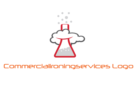 cloud around chemical flask research logo