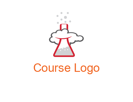 cloud around chemical flask research logo