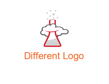 cloud around chemical flask research logo