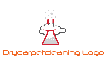 cloud around chemical flask research logo