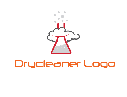 cloud around chemical flask research logo