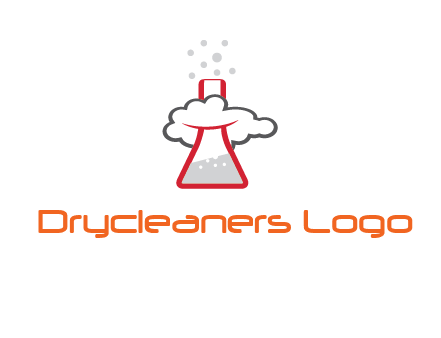 cloud around chemical flask research logo