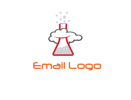 cloud around chemical flask research logo