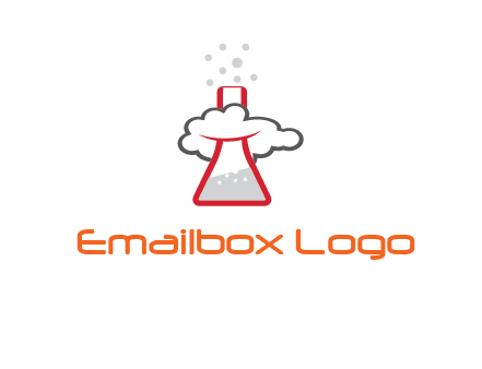 cloud around chemical flask research logo