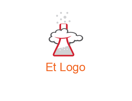 cloud around chemical flask research logo