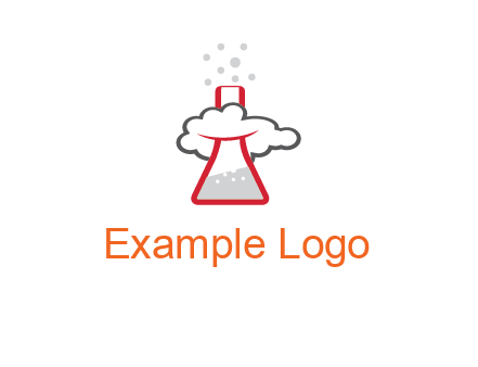 cloud around chemical flask research logo
