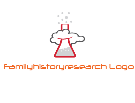 cloud around chemical flask research logo