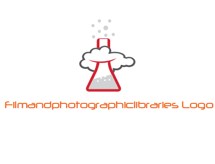 cloud around chemical flask research logo
