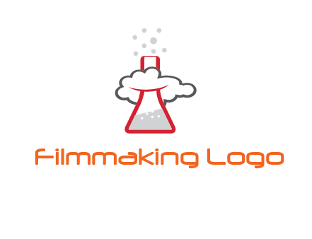 cloud around chemical flask research logo