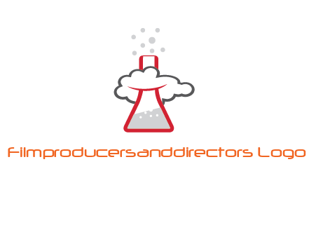 cloud around chemical flask research logo