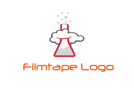 cloud around chemical flask research logo