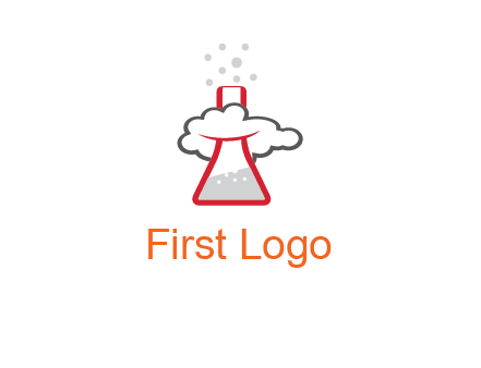 cloud around chemical flask research logo