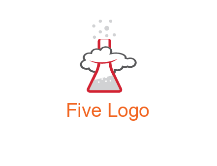 cloud around chemical flask research logo