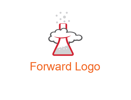 cloud around chemical flask research logo