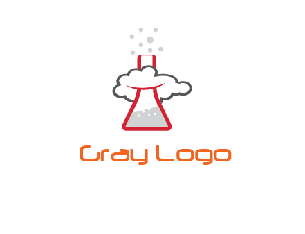 cloud around chemical flask research logo
