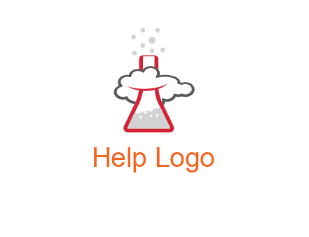 cloud around chemical flask research logo