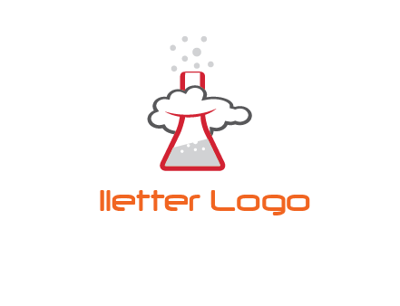 cloud around chemical flask research logo