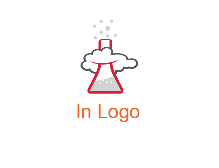 cloud around chemical flask research logo