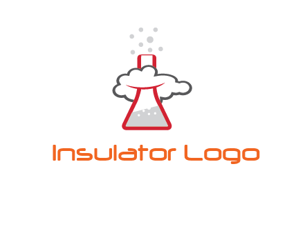 cloud around chemical flask research logo