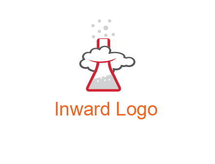 cloud around chemical flask research logo