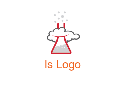 cloud around chemical flask research logo