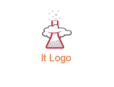 cloud around chemical flask research logo