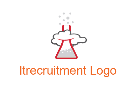 cloud around chemical flask research logo