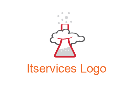 cloud around chemical flask research logo
