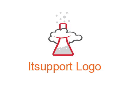cloud around chemical flask research logo